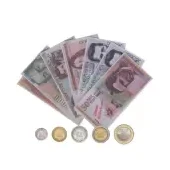 Billete didáctico con monedas