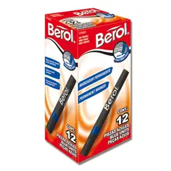 Marcador berol permanente azul x 12