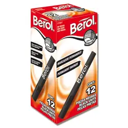 Marcador berol permanente negro x 12