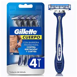Máquina de afeitar gillette cuerpo con barrera protectora x 4