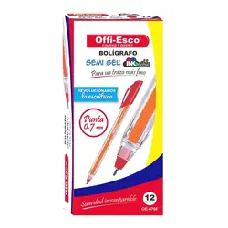 Bolígrafo semi gel offi esco oe-076f rojo x 12