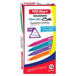 Bolígrafo semi gel offi esco oe-077f morado x 12