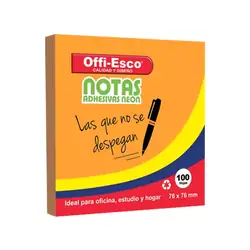 Notas adhesivas offi esco neón oe-360 mediano naranja