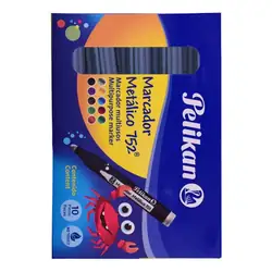 Marcador pelikan metalizado azul x 10