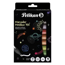 Marcador pelikan metalizado multicolor x 10