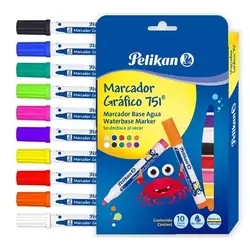 Marcador pelikan gráfico multicolor x 10