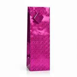 Bolsa de regalo holográfica primavera botella fucsia