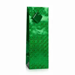 Bolsa de regalo holográfica primavera botella verde