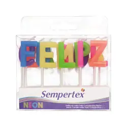 Velita de letras sempertex feliz cumpleaños neon