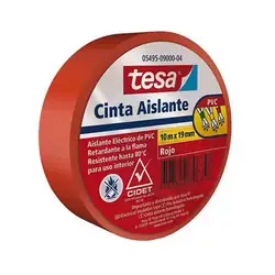 Cinta aislante tesa 18mm 5mts roja