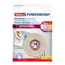 Cinta doble faz tesa interiores 1m x 18mm