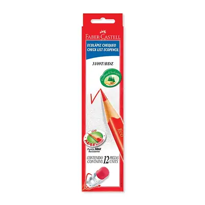 Lápiz eco faber castell chequeo rojo x 12