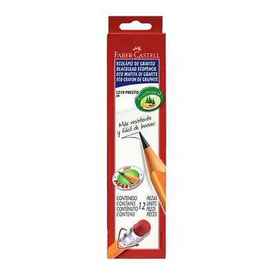 Lápiz eco faber castell triangular negro x 12