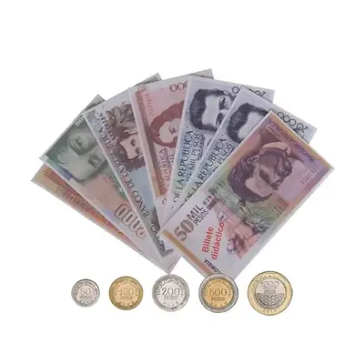 Billete didáctico con monedas