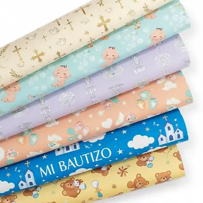 Papel regalo bautizo pliego x 10