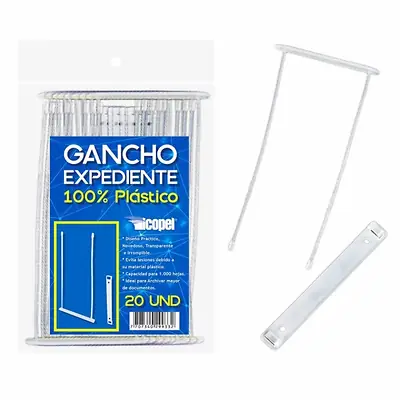 Gancho legajador plástico expediente icopel x 20