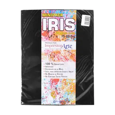 Papel iris impresionarte carta negro x 20