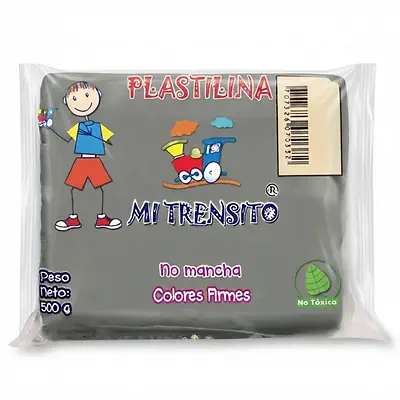 Plastilina mi trensito barra 500gr gris