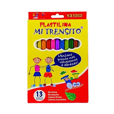 Caja de plastilina mi trensito larga multicolor x 13