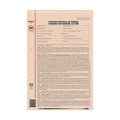 Contrato individual de trabajo a termino fijo inferior a 1 año minerva 12 hojas 10-10