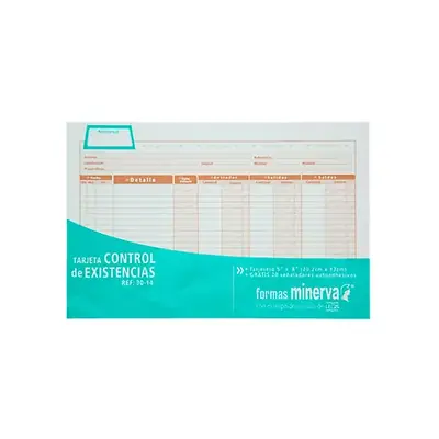 Tarjeta kardex minerva 100 hojas 30-14
