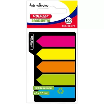 Banderitas plásticas removibles offi esco oe - 372 x 100