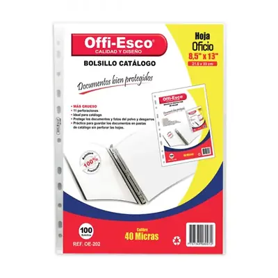 Bolsillo catalogo offi esco 40 micras oe-202 oficio x 100