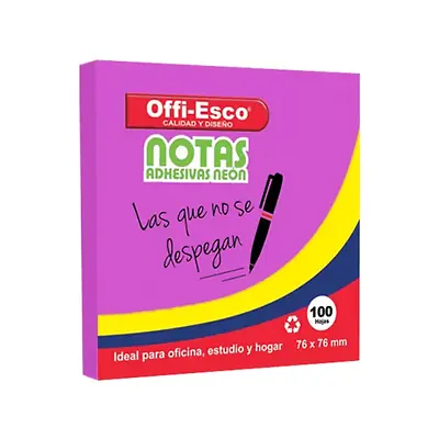 Notas adhesivas offi esco neón oe-360 mediano fucsia