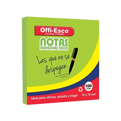 Notas adhesivas offi esco neón oe-360 mediano verde