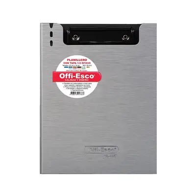 Planillero acrílico con tapa 1/2 oficio plata