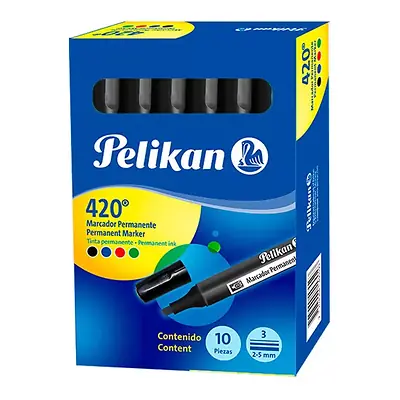 Marcador pelikan permanente 420 negro x 10