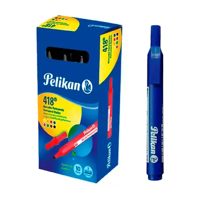 Marcador pelikan permanente 418 azul x 10