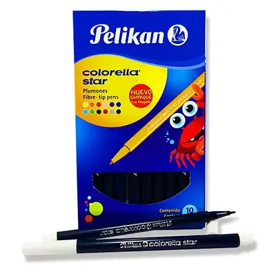 Plumón pelikan colorella negro x 10