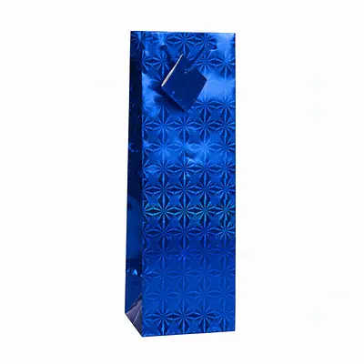 Bolsa de regalo holográfica primavera botella azul