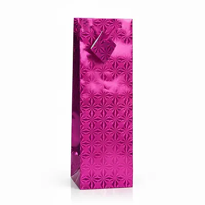 Bolsa de regalo holográfica primavera botella fucsia