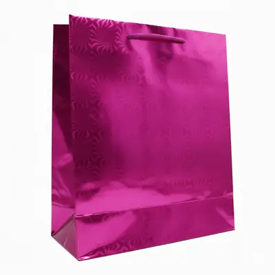 Bolsa de regalo holográfica primavera jumbo fucsia