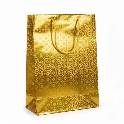 Bolsa de regalo holográfica primavera l dorada