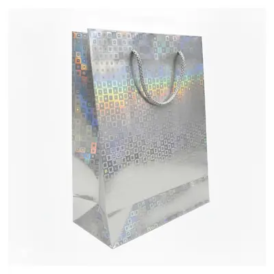 Bolsa de regalo holográfica primavera m plateada