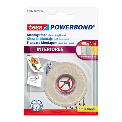 Cinta doble faz tesa interiores 1m x 18mm