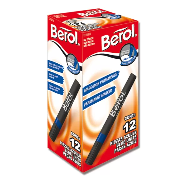 Marcador Berol Permanente Azul X 12