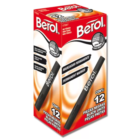 Marcador Berol Permanente Negro X 12