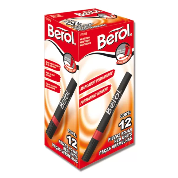 Marcador Berol Permanente Rojo X 12