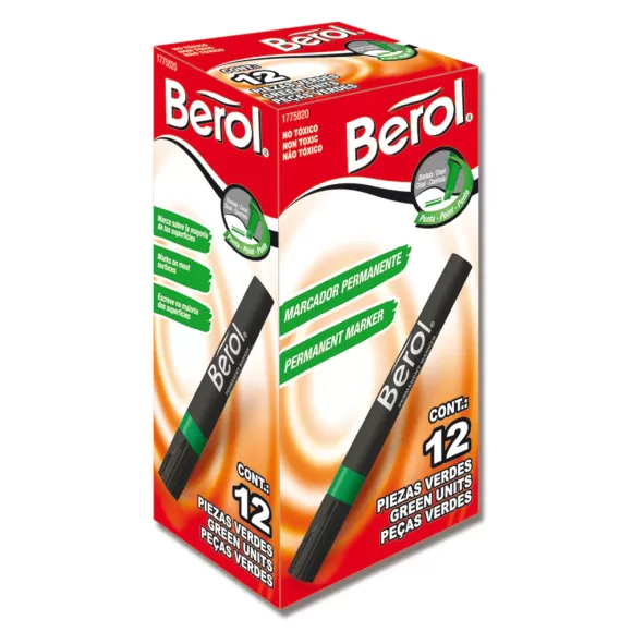 Marcador Berol Permanente Verde X 12