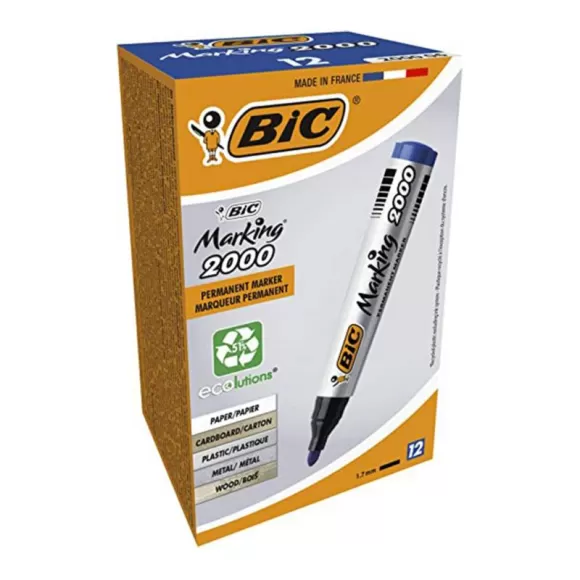 Marcador Bic Permanente Azul X 12