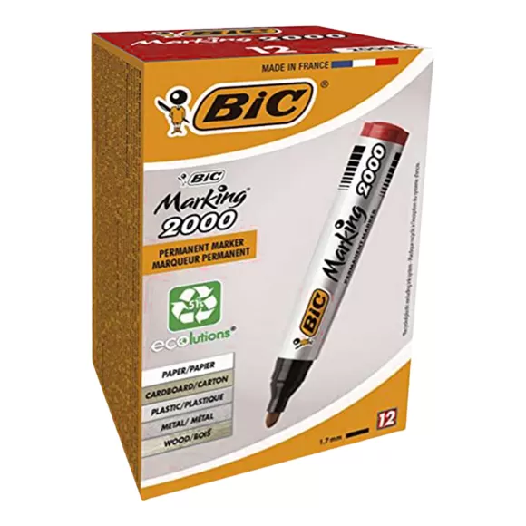 Marcador Bic Permanente Rojo X 12
