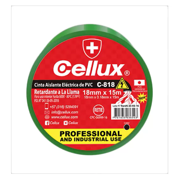 Cinta Aislante Cellux Verde
