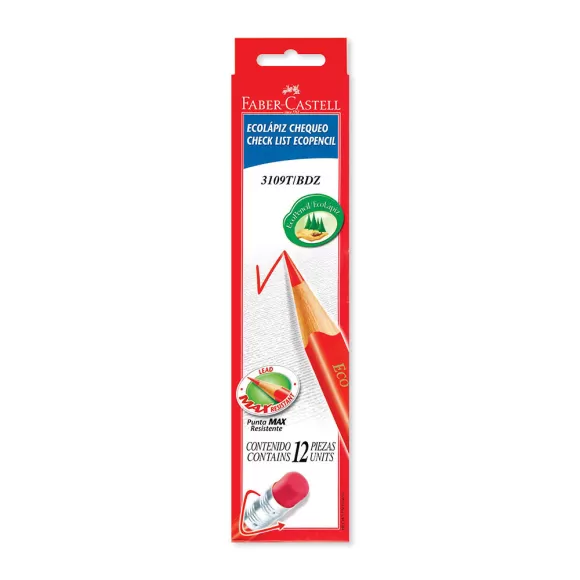 Lápiz Eco Faber Castell Chequeo Rojo X 12