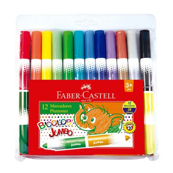 Plumón Faber Castell Bicolor Jumbo 12 Und