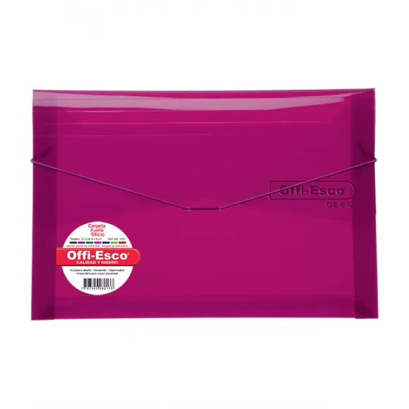Carpeta Fuelle Plástica Offi Esco Oe-812 Oficio Fucsia