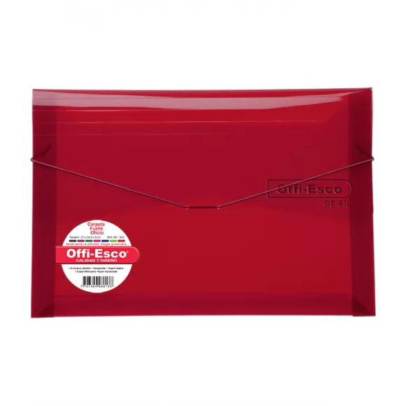 Carpeta Fuelle Plástica Offi Esco Oe-812 Oficio Roja